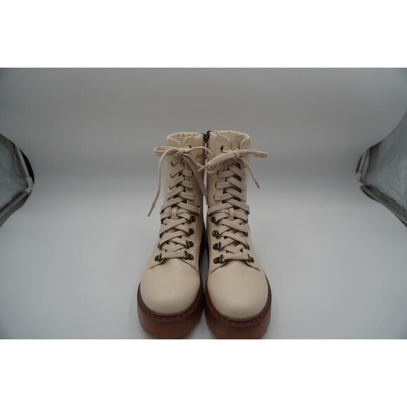 Combat Boots Ivory Sanders Sam Edelman Padded insole lace and zip closure Size 9 - Picture 5 of 10